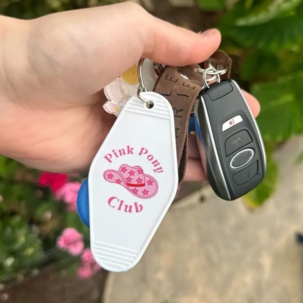 Chappell Roan Themed Pink Pony Club Hotel Keychain NEW